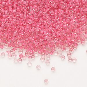 Seed bead, Dyna-Mites™, glass, pkg/40g, #11 round, translucent inside dyed color pink, (210 11/0 RR).