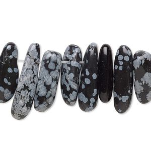 Snowflake obsidian 1pkg1, top-drilled Hawaiian chip bead natural 15.5-16 inch extra-large