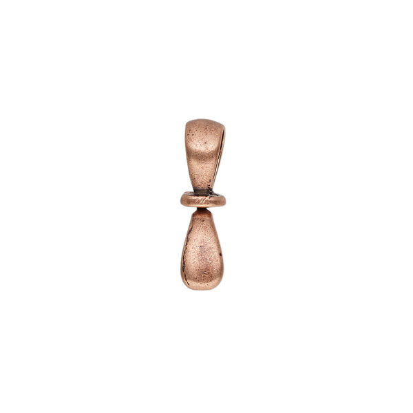 Bail, JBB Findings, ice-pick, antique copper-plated pewter (tin-based alloy), 18x5mm double-sided teardrop with swivel, 5mm grip length. Sold individually. image number 0