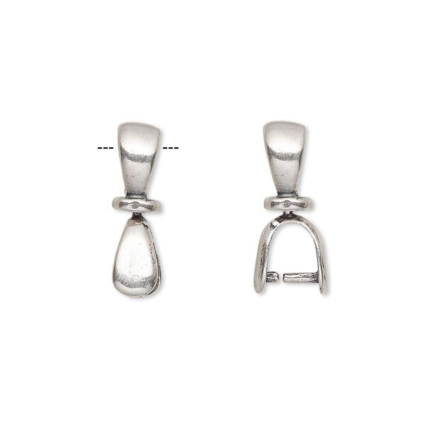 Bail, JBB Findings, ice-pick, antique silver-plated pewter (tin-based alloy), 18x5mm double-sided teardrop with swivel, 5mm grip length. Sold individually. image number 0