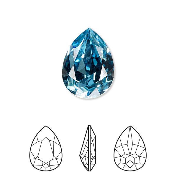 Fancy stone 1pk aquamarine foil back, Crystal Passions® 18x13mm pear 4320 image number 0