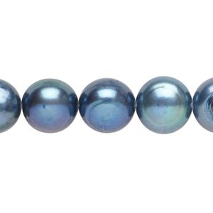 Freshwater pearl 1pkg1, flat-sided potato, 15 inch blue peacock 11-12mm cultured