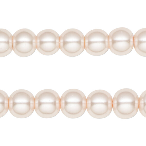 Bead, glass pearl, coated glass, rose, 7-8mm round. Sold per pkg of (2) 15-inch strands. image number 0