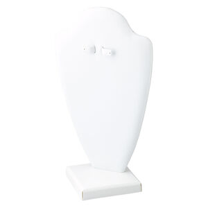 Display, necklace and earring, leatherette, white, 10 x 5-1/2 x 5 inches, VELCRO&reg;-style tab on back. Sold individually.
