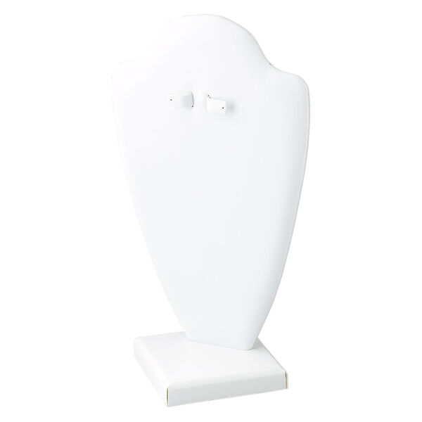 Display, necklace and earring, leatherette, white, 10 x 5-1/2 x 5 inches, VELCRO&reg;-style tab on back. Sold individually. image number 0