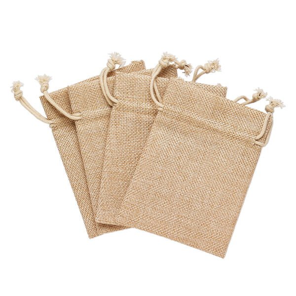 Pouch, linen-look, natural, 4-3/4 x 3-1/2 inches with drawstring closure. Sold per pkg of 4. image number 0
