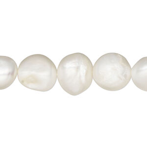 Freshwater 1pkg1, flat-sided potato pearl, 15.5-16 inch white 10-12mm cultured