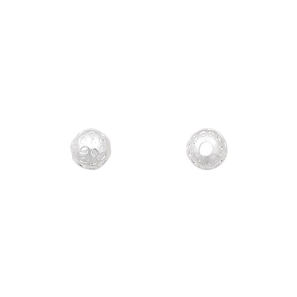 Bead, silver-plated brass, 6mm dimpled round. Sold per pkg of 100. image number 0