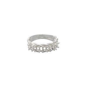 Ring, Sure-Set™, sterling silver, braided band with (5) 3.5mm 4-prong round settings, size 8. Sold individually.