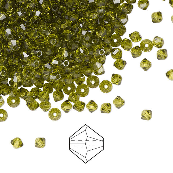 Bead 144pk olivine, Preciosa Czech crystal 3mm bicone image number 0