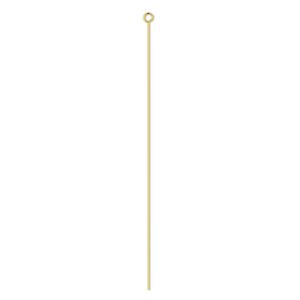Eye pin, gold-plated brass, 3 inches, 21 gauge. Sold per pkg of 100.
