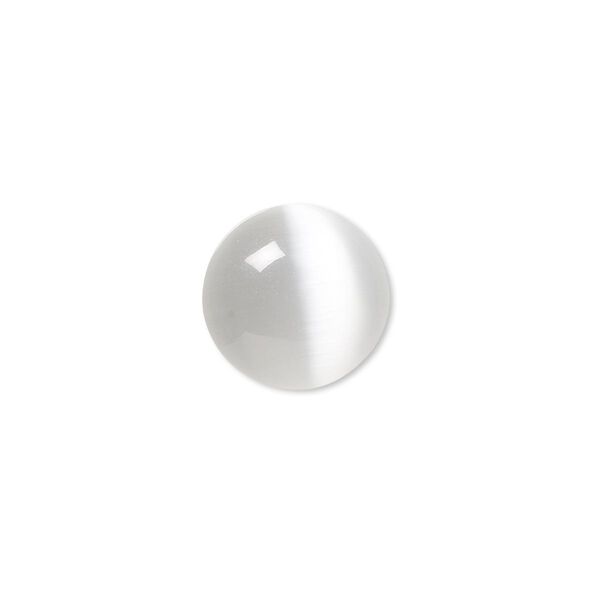 Cabochon, cat's eye glass (fiber optic glass), grey, 14mm calibrated round, quality grade. Sold per pkg of 10. image number 0