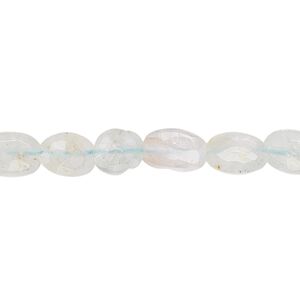 Aquamarine 1pkg1, hand-cut faceted puffed oval bead 8 inch 7x6mm-10x7mm