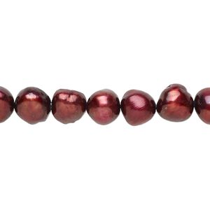 Freshwater pearl 1pkg1, flat-sided potato, 15 inch dark copper rose 6-8mm cultured