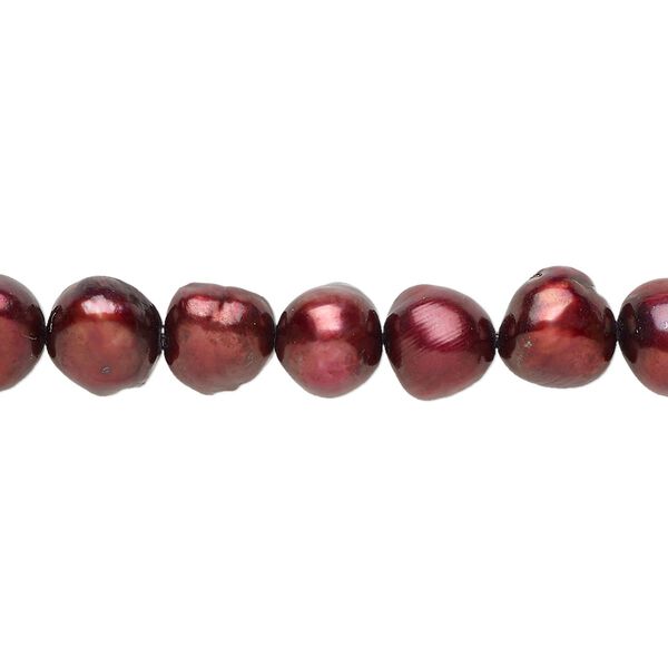 Freshwater pearl 1pkg1, flat-sided potato, 15 inch dark copper rose 6-8mm cultured image number 0