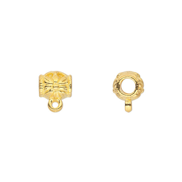 Bead, gold-finished "pewter" (zinc-based alloy), 8x7mm barrel with loop. Sold per pkg of 50. image number 0