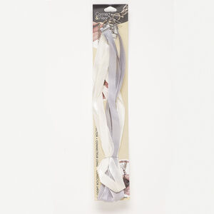 Necklace component assortment 1pkg2, nylon / silver-finished steel and brass, grey and white, 10mm wide 3-strand, 18 inches with toggle clasp.