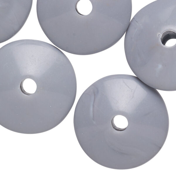 Bead, vintage German acrylic, opaque grey, 24x11mm-24x12mm saucer with 4mm hole. Sold per pkg of 12. image number 0