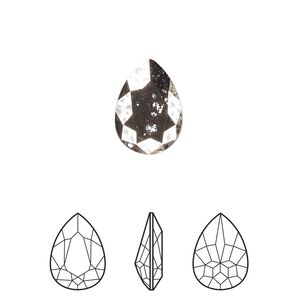 Fancy stone 1pk crystal rose patina foil back, Crystal Passions® 14x10mm pear 4320