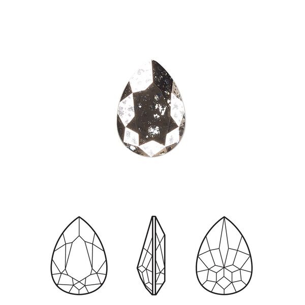 Fancy stone 1pk crystal rose patina foil back, Crystal Passions® 14x10mm pear 4320 image number 0