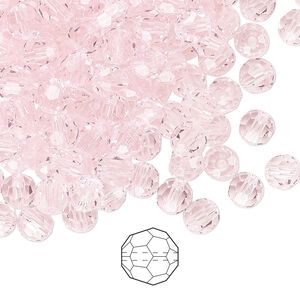 Bead 24pk pink sapphire, Preciosa Czech crystal 5mm round