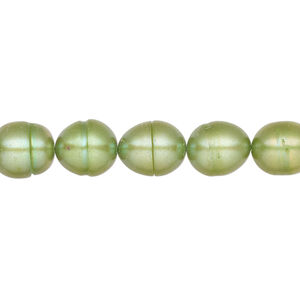 Freshwater pearl 1pkg1, rice, 15 inch green 8-9mm cultured