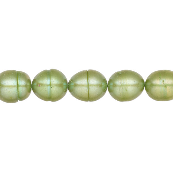 Freshwater pearl 1pkg1, rice, 15 inch green 8-9mm cultured image number 0