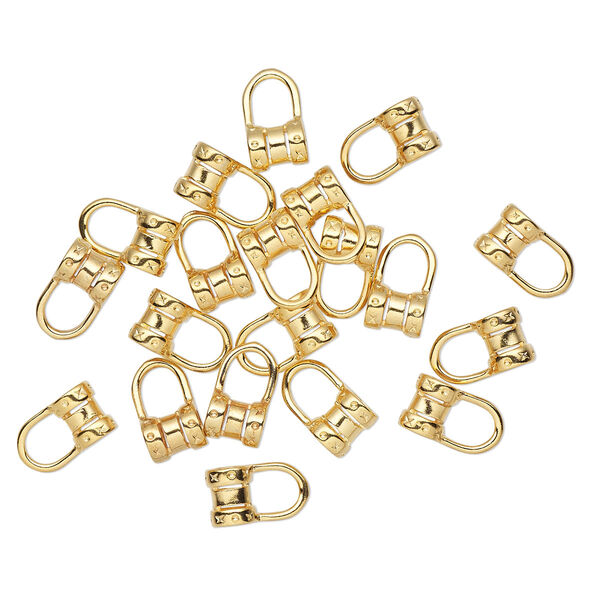 Crimp, gold-plated brass, 10x6mm tube with loop, 2.7mm inside diameter. Sold per pkg of 20. image number 0