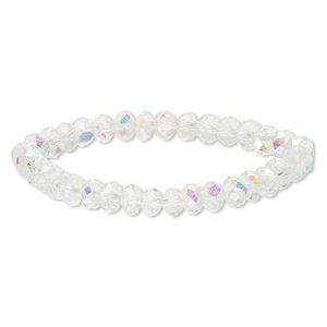 Bracelet 1pk clear AB, Celestial Crystal® 7" stretch wearable size