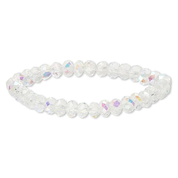 Bracelet 1pk clear AB, Celestial Crystal® 7" stretch wearable size image number 0