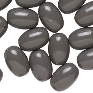 Bead, acrylic, grey, 16x10mm oval. Sold per 3-ounce pkg, approximately 80 beads.