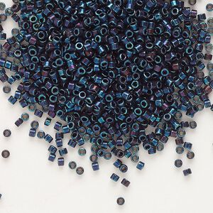 Seed bead, Delica®, glass, pkg/250g, #11 round, opaque metallic iris purple (DB-0025).