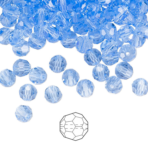 Bead 144pk light sapphire, Preciosa Czech crystal 5mm round image number 0