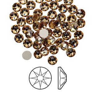 Flat back 144pk light Colorado topaz foil back, Crystal Passions® 4.6-4.8mm rose round SS20 2088