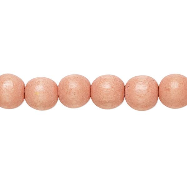 Bead 1pkg1, Taiwanese cheesewood (dyed / waxed), light orange, 7-8mm round, 15-1/2 to 16 inches. image number 0