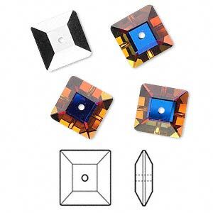 Bead 4pk crystal volcano foil back, Crystal Passions® 10x3mm faceted square lochrose 3400