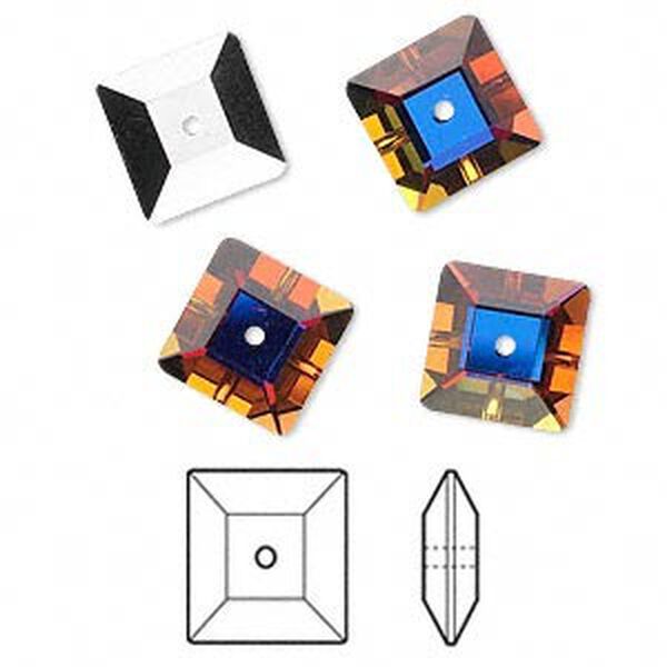 Bead 4pk crystal volcano foil back, Crystal Passions® 10x3mm faceted square lochrose 3400 image number 0