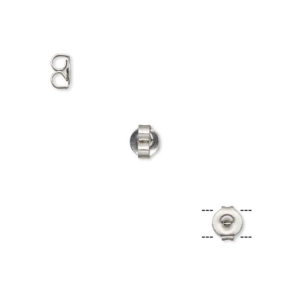 Earnut, stainless steel, 5x4.5mm round. Sold per pkg of 10 pairs. image number 0