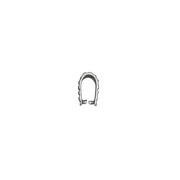 Bail, ice-pick, antiqued sterling silver, 8x6mm double-sided corrugated, 6mm grip length. Sold individually. image number 1