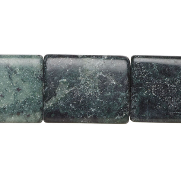 Green serpentine 1pkg1, puffed rectangle bead natural, 15 inch 20x16mm-22x18mm dark image number 0