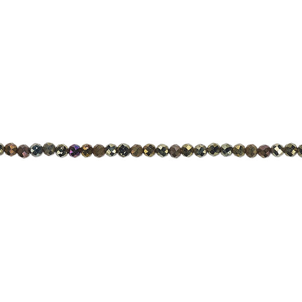 Bead, black spinel, (coated), bronze, 2mm hand-cut faceted rondelle, B grade, Mohs hardness 8. Sold per 12-inch strand. image number 0
