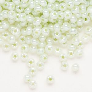 Seed bead, Preciosa Ornela Czech glass, pkg/500g, #6 rocaille, opaque luster pastel green, (37152).