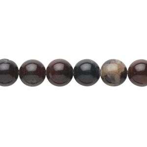 Mustang jasper 1pkg1, round bead natural 15.5-16 inch 8mm