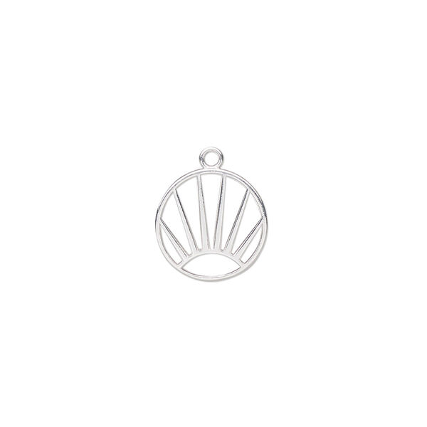 Charm Amoracast® 1pkg1 sterling silver, 12mm double-sided cutout sunrise round image number 0