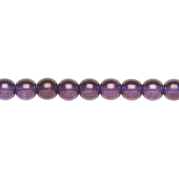 Bead, Czech glass druk, translucent lilac luster, 6mm round. Sold per 15-1/2" to 16" strand. image number 0