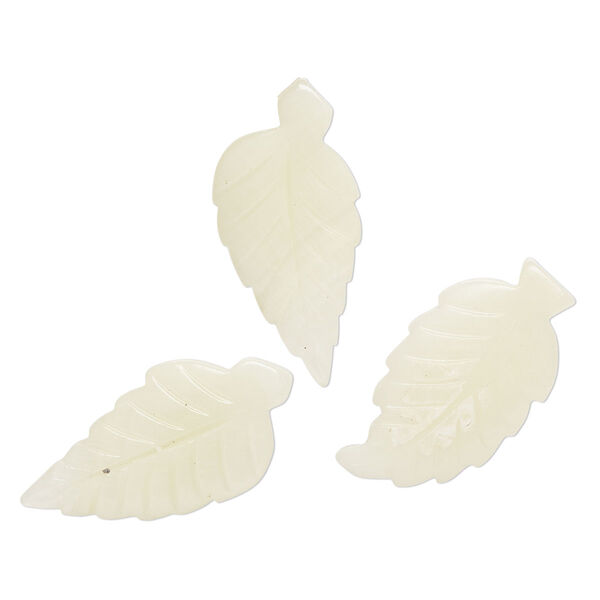 Italian "onyx" 1pkg3, carved leaf focal B grade, 30x19mm-41x21mm image number 0