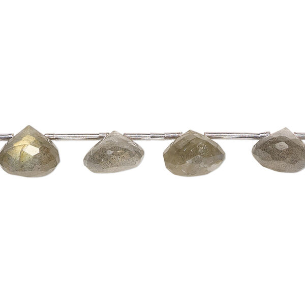 Labradorite 1pkg16, hand-cut top-drilled faceted teardrop bead natural 8x5mm-9x7mm image number 0