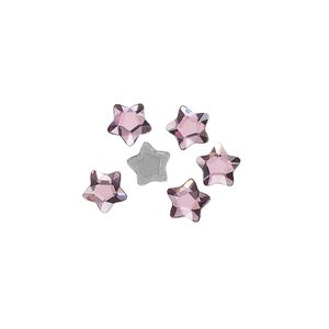Flat back 6pk rose foil back, Crystal Passions® hotfix rhinestone 6mm star flower 3754