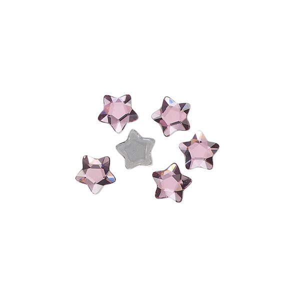 Flat back 6pk rose foil back, Crystal Passions® hotfix rhinestone 6mm star flower 3754 image number 0