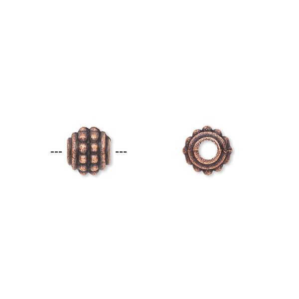 Bead, antique copper-plated "pewter" (zinc-based alloy), 7x6mm rondelle. Sold per pkg of 50. image number 0